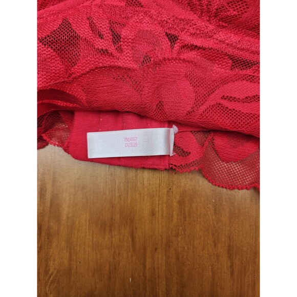 Victoria's Secret PINK Size S Red Lace Date Padded Push Up Bra Longline Boho - Picture 4 of 4